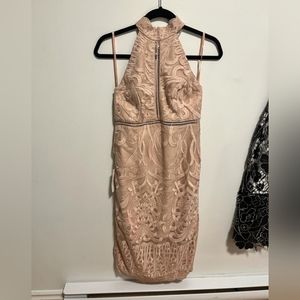 Bardot lace halter dress